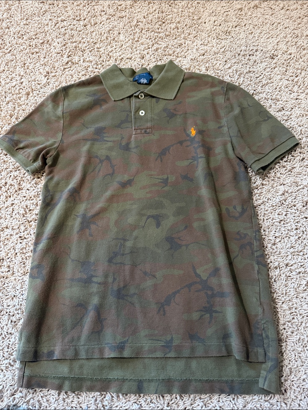 Ralph Lauren Green Camouflage Polo with Yellow Pony